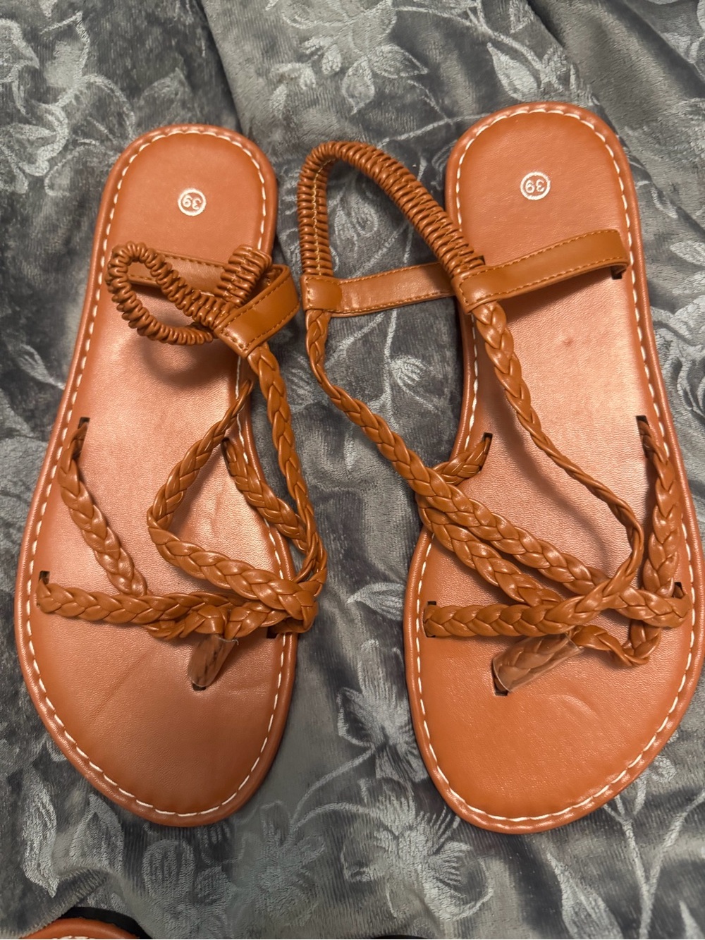 Women's Braided Tan Slide Sandals